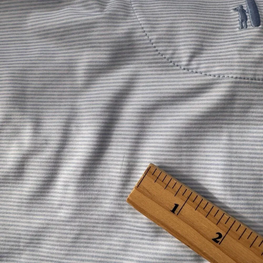 Johnnie-O Gulf Blue Striped Performance Jersey Polo Lyndonn Mens Size XL UPF 50 - Picture 8 of 8